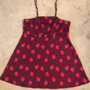 Purple/Maroon Plus Strawberry Print Dress SHEIN Curve 3x
